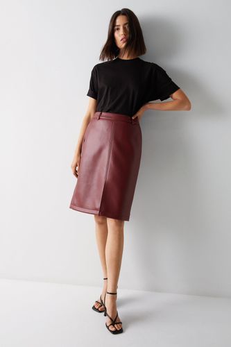 Womens Stitch Detail Faux Leather Pencil Skirt - - 10 - Warehouse - Modalova