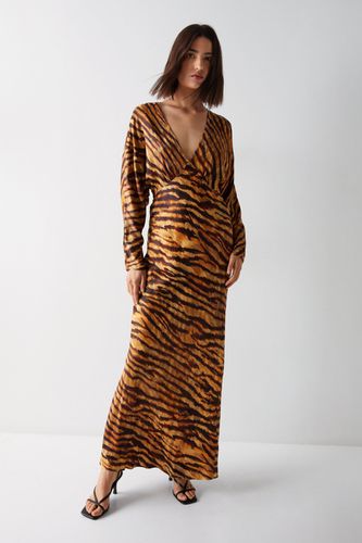 Womens Animal Print Premium Satin Batwing Dress - - 12 - Warehouse - Modalova