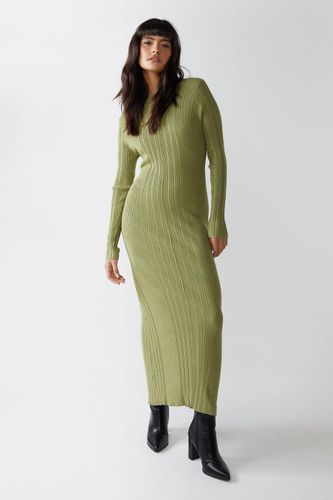 Womens Ribbed Long Sleeve Maxi Dress - - L - Warehouse - Modalova