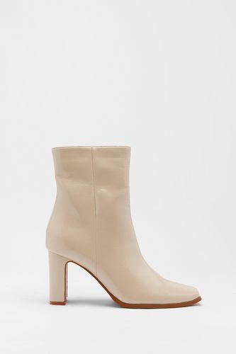 Womens Sqaure Toe Patent Block Heel Ankle Boot - - 3 - Warehouse - Modalova