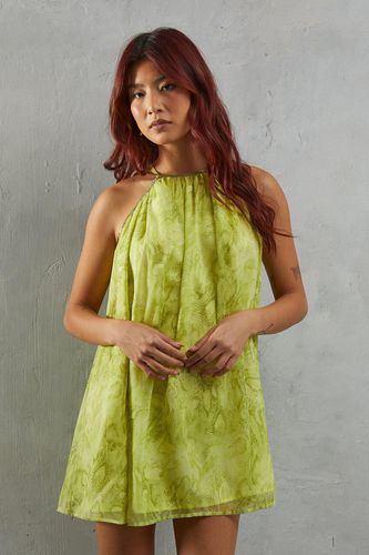 Womens Embellished Chiffon Snake Print Halter Mini Dress - - 10 - Warehouse - Modalova