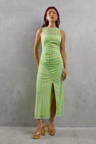 Womens Gingham Mesh Sleeveless Channel Detail Fitted Midi Dress - - 10 - Warehouse - Modalova