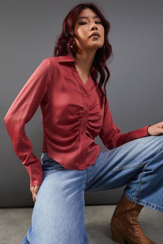 Womens Satin Ruched Front Shirt - - 10 - Warehouse - Modalova