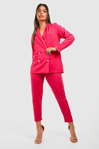 Womens Jersey Double Breasted Blazer And Trouser Suit Set - - 10 - boohoo - Modalova