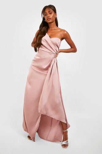 Womens Satin One Shoulder Drape Maxi Dress - - 14 - boohoo - Modalova