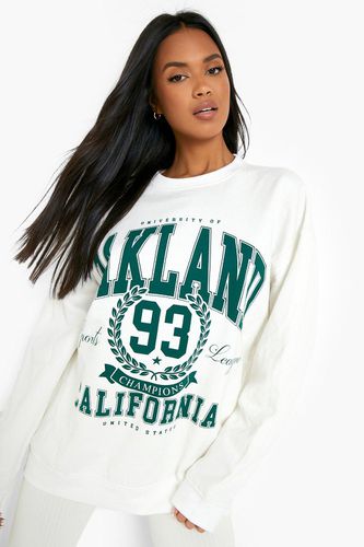 Womens Oakland Varsity Printed Oversized jumper - - L - boohoo - Modalova