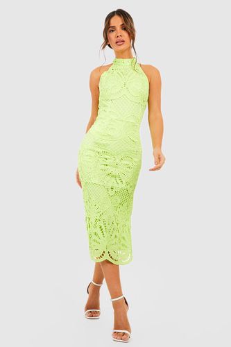 Womens Premium Crochet Lace High Neck Midi Dress - - 10 - boohoo - Modalova