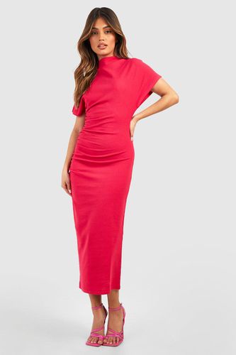 Womens High Neck Ruched Front Crepe Midaxi Dress - - 10 - boohoo - Modalova