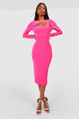Womens Premium Heavy Weight Slinky Cut Out Long Sleeve Midi Dress - - 18 - boohoo - Modalova