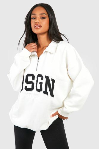Womens Dsgn Studio Slogan Collared Half Zip Oversized Sweatshirt - - M - boohoo - Modalova