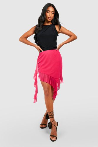 Womens Petite Ruffle Drape Sheer Mini Skirt - - 10 - boohoo - Modalova