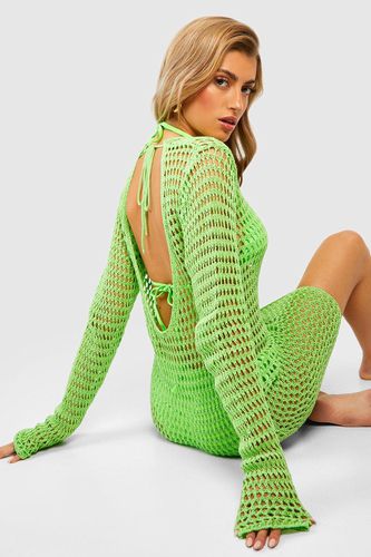 Womens Crochet Low Back Mini Beach Cover Up Dress - - S - boohoo - Modalova