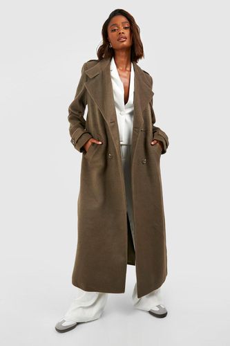 Womens Collar Detail Double Breasted Wool Maxi Coat - - 10 - boohoo - Modalova