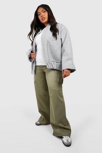 Womens Plus Twill Belted Wide Leg Cargo Trouser - - 16 - boohoo - Modalova