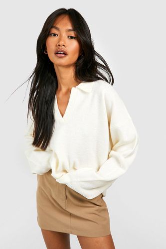 Womens Soft Knit Polo Collar Jumper - - M - boohoo - Modalova