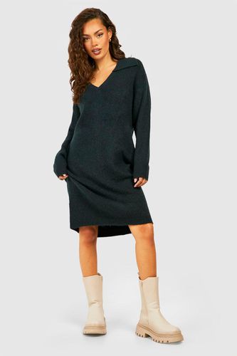 Womens Soft Knit Collared Jumper Dress - - 10 - boohoo - Modalova
