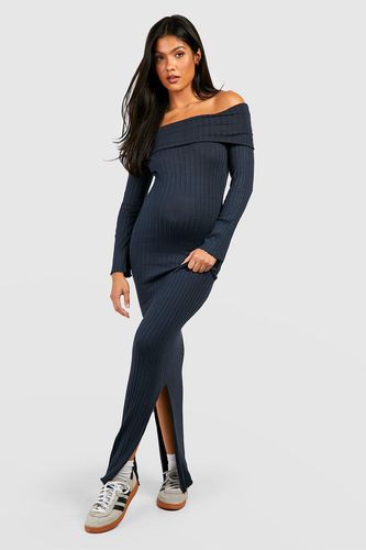 Womens Maternity Bardot Neckline Knitted Maxi Dress - - 14 - boohoo - Modalova