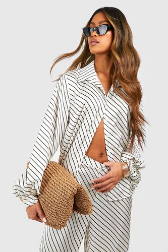 Womens Striped Print Relaxed Fit Shirt - - 10 - boohoo - Modalova