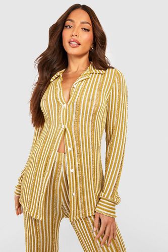 Womens Tall Textured Stripe Shirt - - 6 - boohoo - Modalova