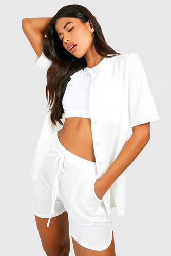 Womens Tall Boucle Texture Revere Collar Resort Shirt and Short - - 10 - boohoo - Modalova