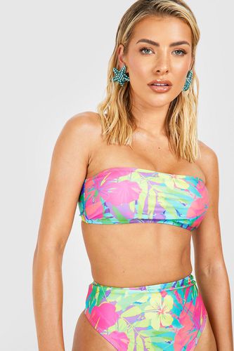 Womens Tropical Bandeau Bikini Top - - 10 - boohoo - Modalova
