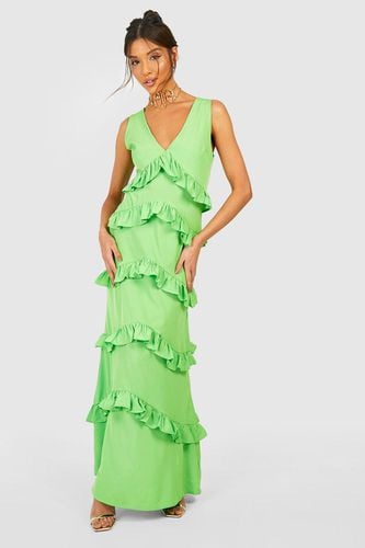 Womens Plunge Ruffle Detail Maxi Dress - - 10 - boohoo - Modalova