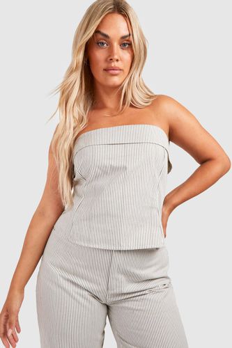 Womens Plus Denim Stripe Bandeau Top - - 24 - boohoo - Modalova