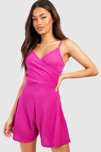 Womens Crinkle Wrap Front Strappy Playsuit - - 8 - boohoo - Modalova