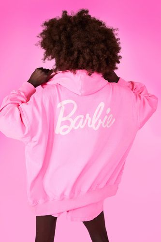 Womens Barbie Printed Oversized Zip Through Hoody - - 8 - boohoo - Modalova