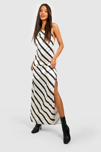 Womens Striped Satin Slip Maxi Dress - - 10 - boohoo - Modalova