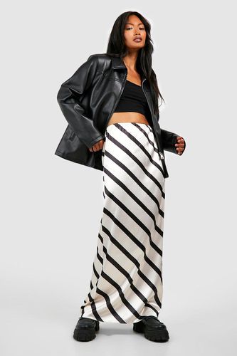 Womens Striped Satin Slip Maxi Skirt - - 14 - boohoo - Modalova