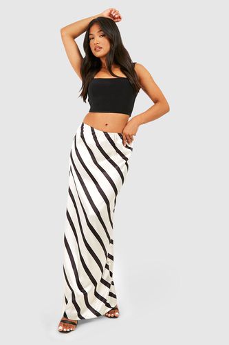 Womens Petite Striped Satin Slip Maxi Skirt - - 10 - boohoo - Modalova