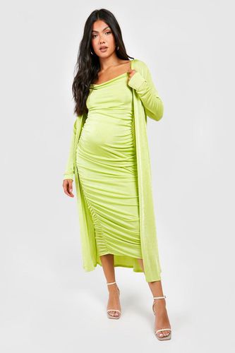 Womens Maternity Strappy Cowl Neck Dress And Duster Coat - - 12 - boohoo - Modalova