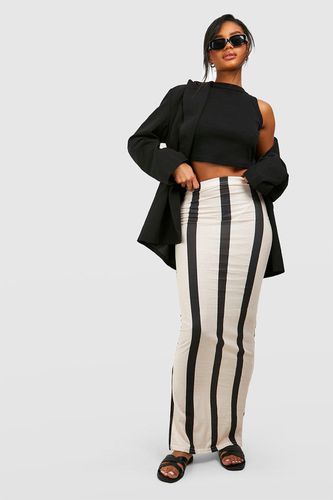 Womens Stripe Printed Slip Maxi Skirt - - 10 - boohoo - Modalova