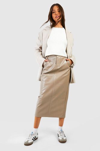 Womens Croc Faux Leather Split Midaxi Skirt - - 12 - boohoo - Modalova