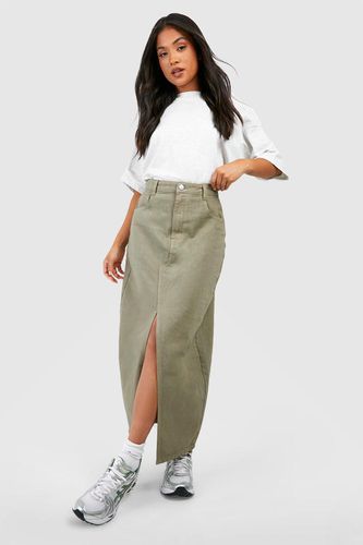 Womens Petite Split Front Denim Maxi Skirt - - 6 - boohoo - Modalova
