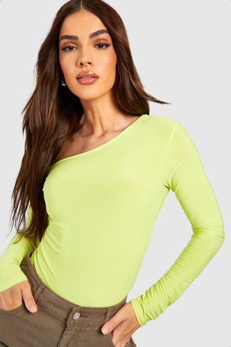 Womens Slinky Off The Shoulder Long Sleeve Bodysuit - - 14 - boohoo - Modalova