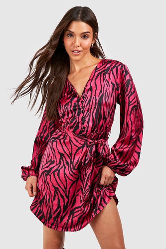 Womens Animal Print Blouson Sleeve Dress - - 10 - boohoo - Modalova