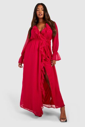 Womens Plus Dobby Flare Sleeve Maxi Dress - - 16 - boohoo - Modalova