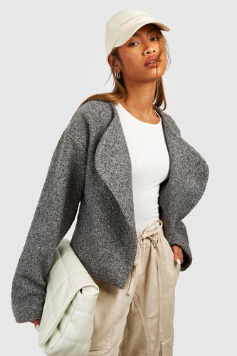 Womens Textured Wool Look Collarless Jacket - - 16 - boohoo - Modalova