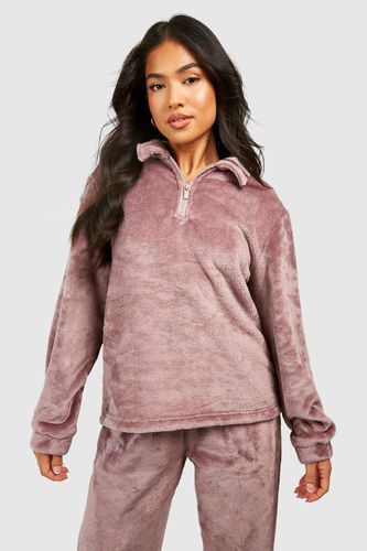 Womens Petite Fleece Zip Detail Sweatshirt - - 12 - boohoo - Modalova