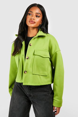 Womens Textured Wool Look Boxy Jacket - - 10 - boohoo - Modalova