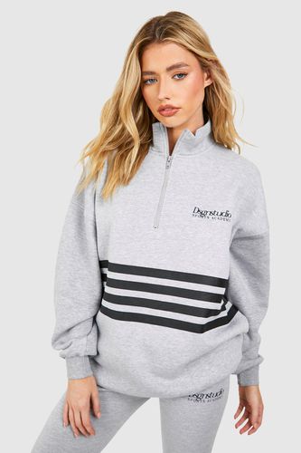 Womens Striped Half Zip Oversized Sweatshirt - - S - boohoo - Modalova