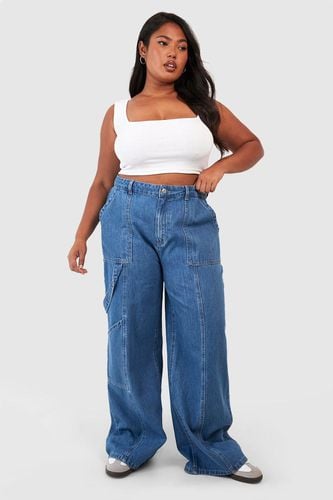 Womens Plus Wide Leg Cargo Jeans - - 24 - boohoo - Modalova