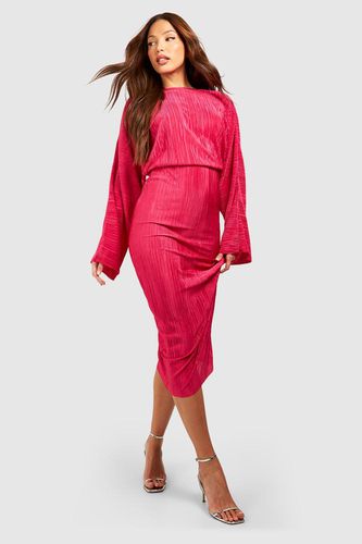 Womens Tall Plisse Batwing Plisse Midi Dress - - 14 - boohoo - Modalova