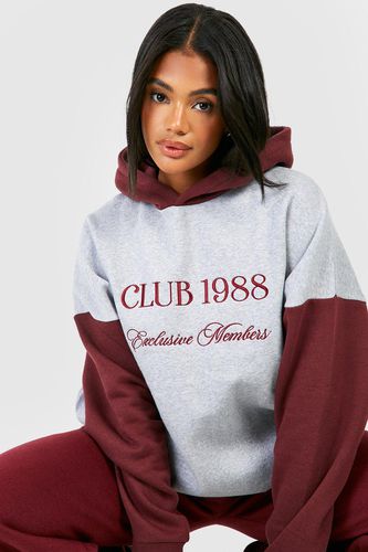 Womens Club 1988 Embroidered Double Layer Oversized Hoodie - XS - boohoo - Modalova