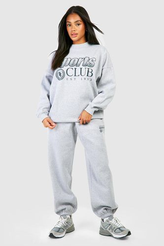 Womens Dsgn Studio Sports Club Deep Neck Sweatshirt Tracksuit - - XL - boohoo - Modalova