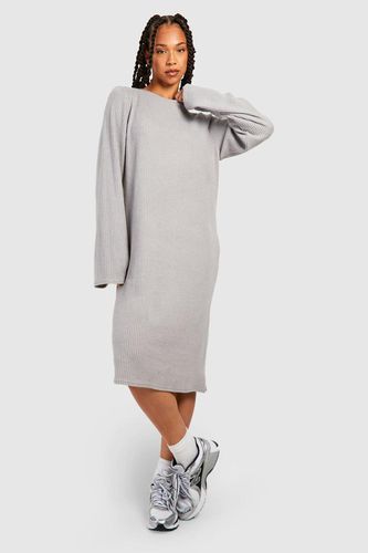 Womens Tall Soft Knitted Rib Funnel Longsleeve Column Midi Dress - - 10 - boohoo - Modalova