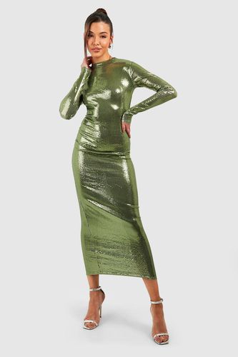 Womens Sequin High Neck Midaxi Dress - - 16 - boohoo - Modalova