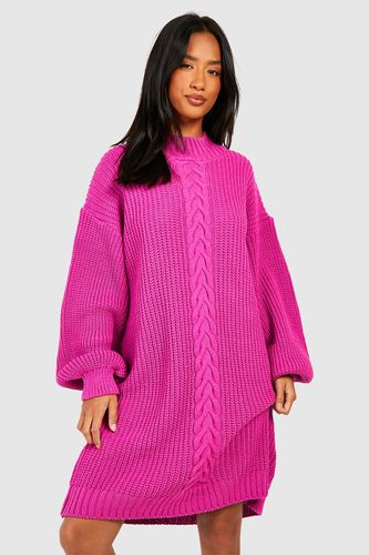Womens Petite Cable Knit Mini Dress - - 8 - boohoo - Modalova